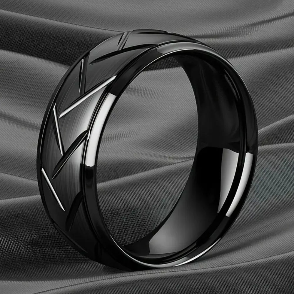 Men’s Black Stainless Steel Ring